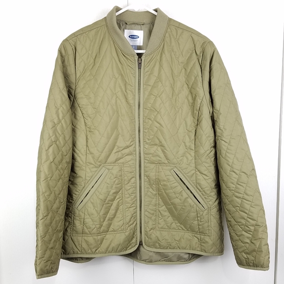 Old Navy khaki color quilted jacket size large - Picture 1 of 8